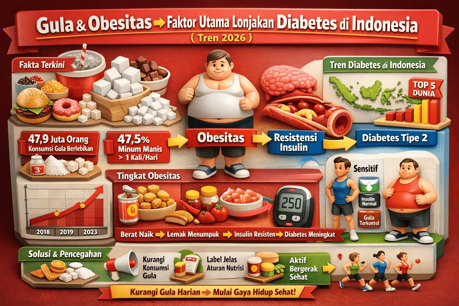 Gula dan Obesitas Penyebab Diabetes di Indonesia: Tren 2026